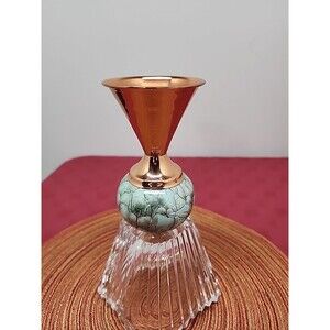 Vintage MCM Delftware & Copper Bud Vase Crackle Horsehair Glaze 1950s Holland